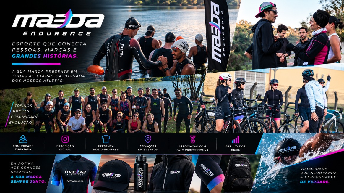 Galeria de exposição da marca Maeda Endurance: treinos, provas, uniformes e produtos